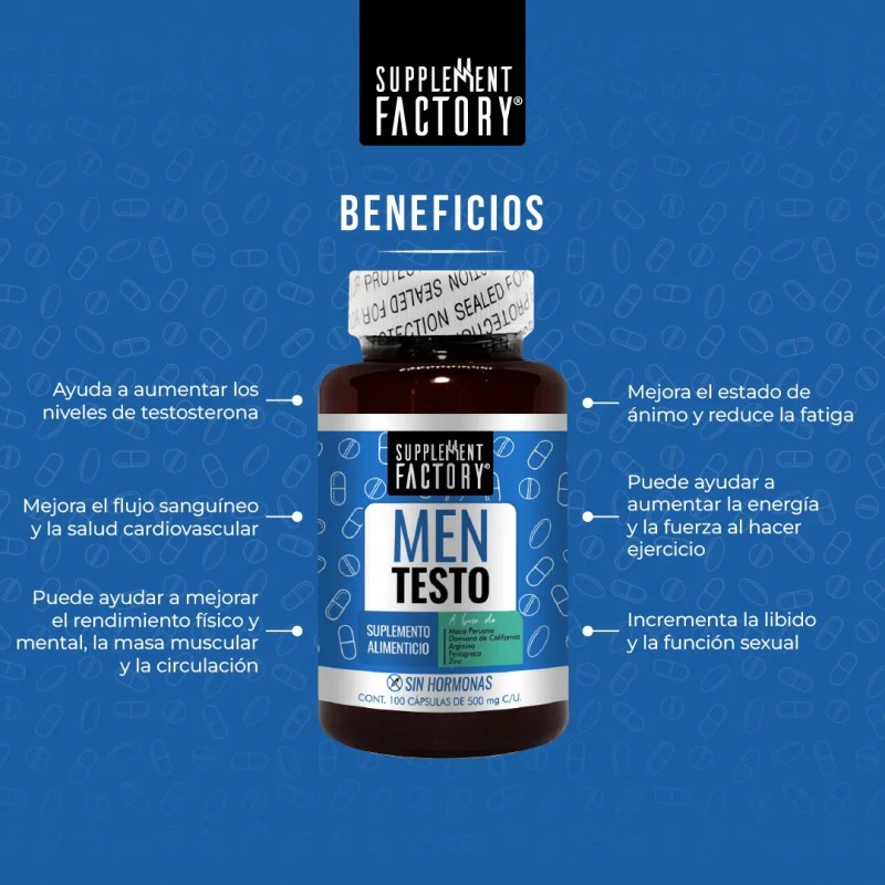 Men Testo, 100 Cápsulas, Calidad Premium Natural