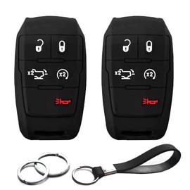 INFIPAR 2pcs Compatible with RAM 2500 3500 4500 5500 Black Key Fob Cover Case Key Chain Protector Keyless Remote fit 5 Buttons RAM 2500 3500 4500 5500 Truck Pickup Only for Push Button Start
