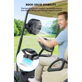 2-Pack Magnetic Golf Cart Fan with Heavy-Duty Strap, 12000mAH Battery Operated Portable Fan with 3 Speeds, LED, Timer, Magnet, Suitable for EZGO Club Car Yamaha, Golf Cart & Camping Accessories 2026
