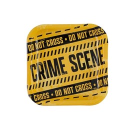 Fun Express 7" Mystery Party Crime Scene Tape Paper Dessert Plates - 8 Count