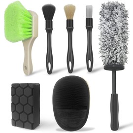 Sylvonette 7PCS Car Wheel & Tire Brush Set, Tire Brush,Rims Brush,Microfiber Flat Wheel Brush, Detailing Brushes,Detailing Pads Interior, Exterior, Cleaning kit for Truck, SUV, RV, Motorcycle,Bikes