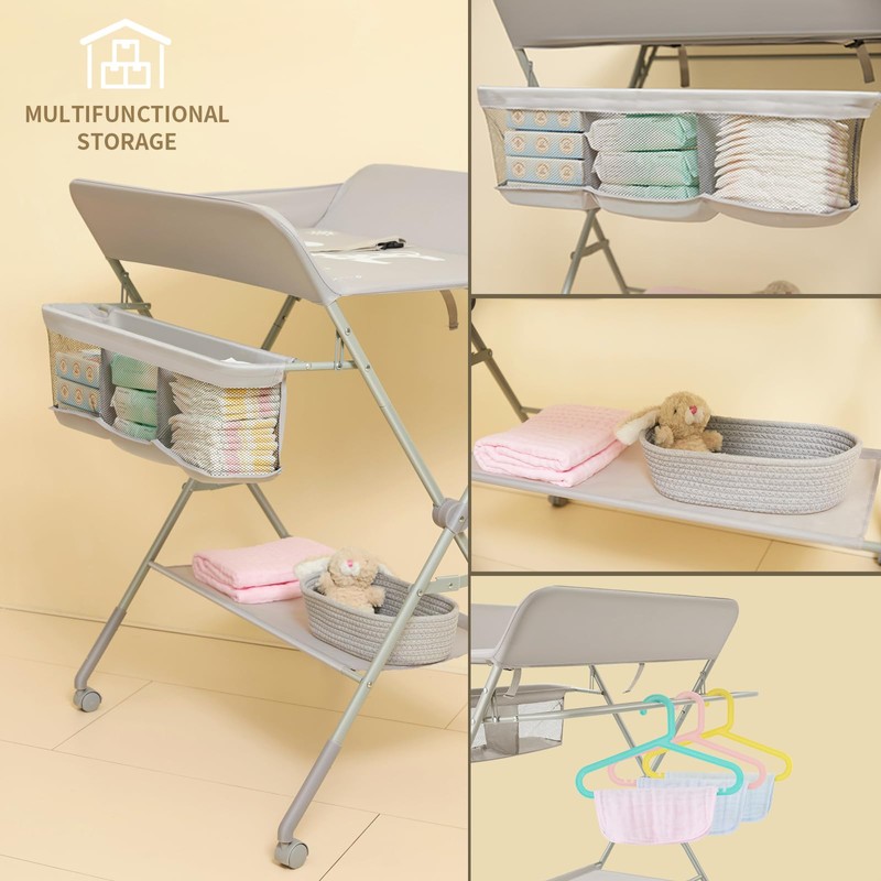 KARAOK Baby Changing Table with Wheels, Portable Diaper Changing Station
