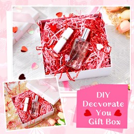 Leitee 1 lb Valentines Red and Pink Crinkle Cut Paper with Heart Confetti, Paper Shred Filler Strand Raffia Grass Tissue Crinkle Paper Gift Box Basket Packing Fillers Christmas