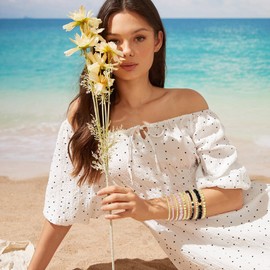 6-10PCS Heishi Surfer Bracelets Set Colorful Beaded Stretch Bracelets Clay Stackable Boho Disc Party Gifts Y2K Kidcore Aesthetic Summer Beach Bohemian Layering Bracelets Jewelry for Women ladies,