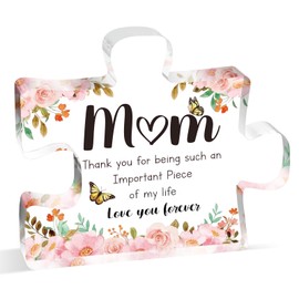 Mom Gifts, Puzzle-Shaped Acrylic Plaque Gifts for Mum at Christmas Mothers Day, Mom Birthday Gifts, Mom Gifts from Daughter Son, Mummy Gifts