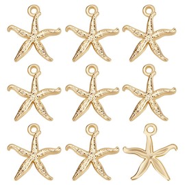 Beebeecraft 1 Box 30Pcs Starfish Charms Bulk Real 18K Gold Plated Alloy Sea Ocean Beach Animals Starfishes Mini Dangle Pendant Charm for Jewelry Making Pendants Necklace Bracelet DIY Crafts Supplies