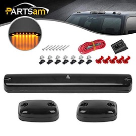 Partsam 3X Smoke Cab Light Amber 12LED Cab Marker Top Roof Running Light Assembly + Wire Harness Compatible with Silverado/ Sierra 1500 2500 2500HD 3500 3500HD 2014 2500HD 3500HD 2007-2013