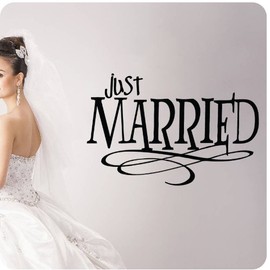 Just Married Wedding Anniversary Celebration Party Gift Wall Decal Dance Floor Sticker Sign Car Bride Groom Love Decoration Decor