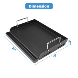 Grimate 25" x 16" Griddle Plate for Gas Grill - Nonstick Coating Cooking Griddle for Gas Stove/Charcoal/Electric Large Universal Flat Griddle Top Plate with Grease Groove and Removable Handles