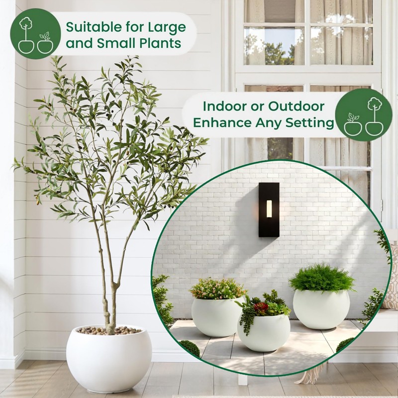 FloraFairy Fiberstone Sphere Planter, 19.3" Dia x 13" H Large