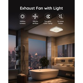 Bathroom Fan with Light,110CFM 1.0 Sones 1200lm LED Light 3000K/4000K/5000K Selectable,120V 43W Quiet Bathroom Ventilation Exhaust Fan for Shower/Restroom/Office/Home(gold)