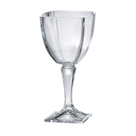 Barski, Glass, Beautiful Square Footed Crystalline, Wine, Goblet, 9 oz, Made in Europe, Set Of 6