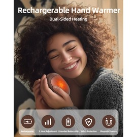 Rechargeable Hand Warmers 2 Pack, Portable Electric Hand Warmer 5000mAh, Pocket Heater 3 Heat Settings, Up to 18 Hours of Use, Ideal for Raynaud's, Hunting, Golf, Camping, Gift for Men