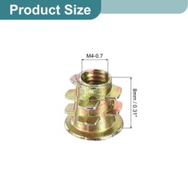 uxcell 100Pcs Threaded Inserts, M4-0.7x8 Zinc Alloy Hex-Flanged Nut Threaded Inserts, Hex Socket Drive Nut Threaded Inserts Bolt Fastener Connector for Wood, Furniture Nuts