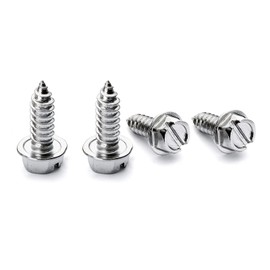 4 PCS License Plate Screws, Domestic Vehicles License Plate Bolts, Rustproof Stainless Steel Screws, Car License Plate Screw Kit, for Securing Automotive License Plates Frames (Silver)