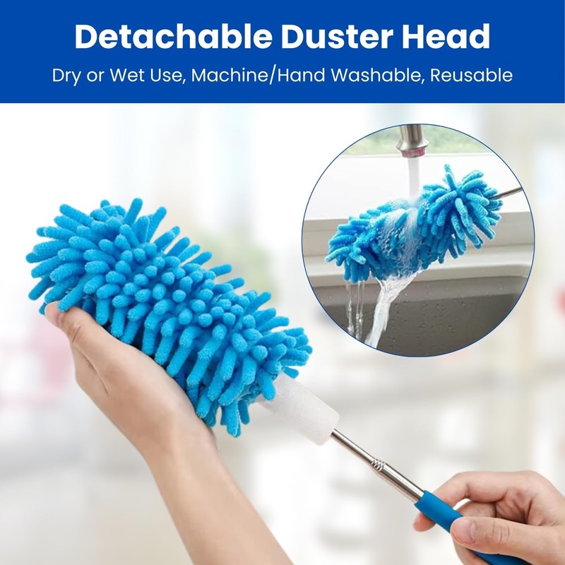 Homeshopa Microfiber Extendable Dusters, Reusable Dusting Brush with Telescoping Pole,