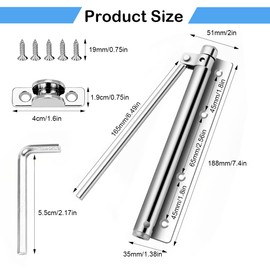 Rod Door Closer Automatic Door Closer Interior Door Closer Door Spring Stainless Steel Automatic Door Closer Room Door Closer for Home Office Bedroom with Screws and Adjustment Lever