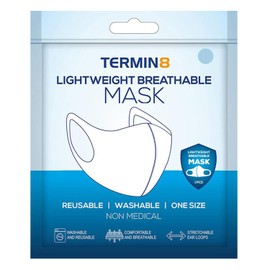 Termin8 Lightweight Breathable Reusable Face Mask for Adults, Machine Washable - Blue