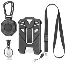 1 Pack Heavy Duty Retractable Keychain, with 31.5" Steel Cord, 2 PCS ID Badge Holder and 2 PCS Detachable Lanyard Strap for Name Card