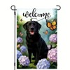 Welcome Spring Summer Black Lab Garden Flags 12x18 Double Sided