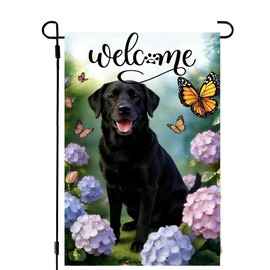 Welcome Spring Summer Black Lab Garden Flags 12x18 Double Sided