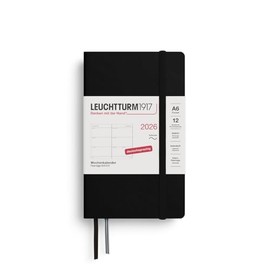 LEUCHTTURM1917 372563 Weekly Planner Pocket (A6) 2026, 12 Months, Soft Cover, Black, German