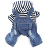 DOGGYZSTYLE Pet Dog Cat Hoodies Clothes Black Striped Denim Outfits