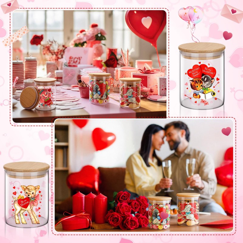 12 Set 17oz Glass Storage Jars with Airtight Lid Retro