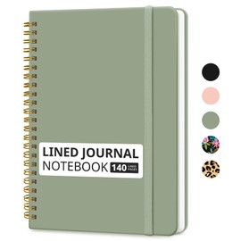 Taja Lined Spiral Journal Notebook for Women & Men, 140 Pages, College Ruled Hardcover Notebook for Work & Note Taking, Journals for Writing, A5(5.7" x 7.9") - Green