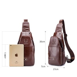 Novatech Sling Bag Men Leather, Chest Bag Crossbody Shoulder Business Backpack Outdoor Brown