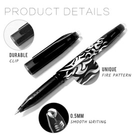 Erasable Gel Ink Rollerball Pens, 0.5mm Liquid Ink Gel Pens Quick-Drying Rolling Ball Pens with Eraser for Kid Students Adults (Black)
