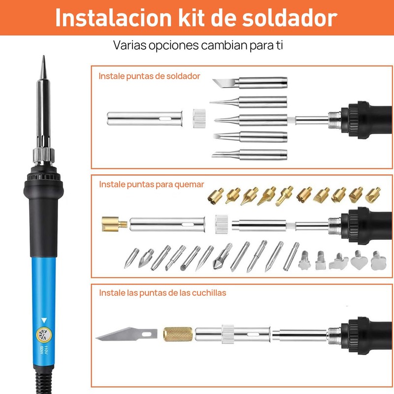 RAMSPIT Juego de quemadores de madera,60W 110V Juego de herramientas