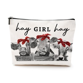 EIXU Western Makeup Bag Cosmetic Bag Funny Cow Gifts Cow Print Stuff Western Accessories Western Gifts for Women Friends Cow Lovers Nurse Mom Western Stuff Graduation Mothers Day Birthday Christmas