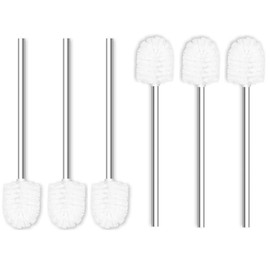 JDWG 6 cepillos de inodoro de plástico para inodoro, cepillo limpiador de inodoro, cepillo de repuesto para inodoro, cepillos de limpieza de baño con mango de acero inoxidable. (Blanco)