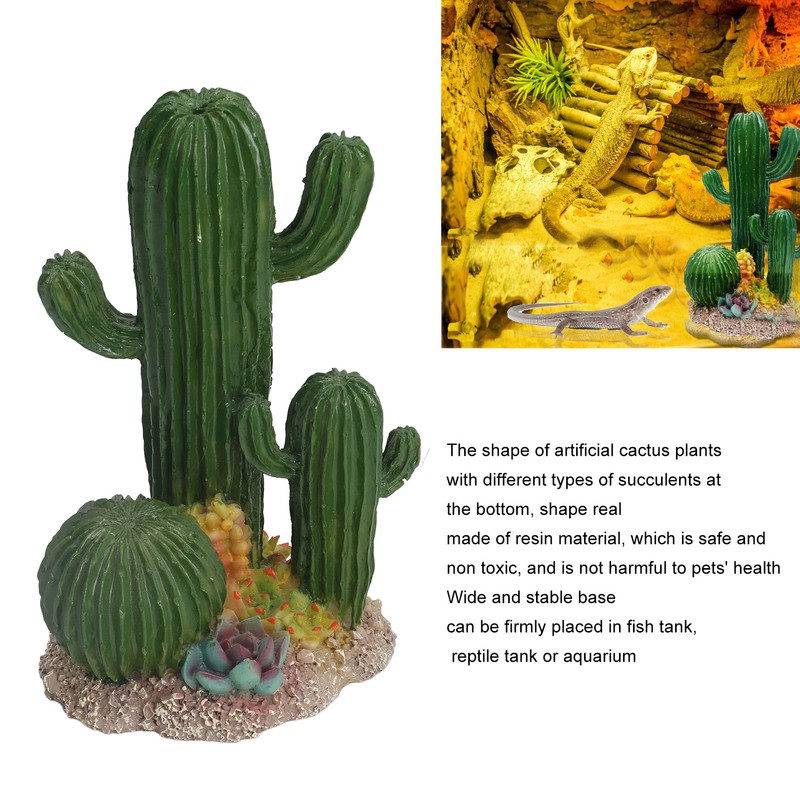 Simulation Resin Cactus Ornament Stable Aquarium Cactus Decoration with Succulents