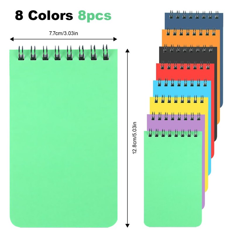 YWKJDDM 8PCS Small Pocket Notebook, A7 Spiral Memo Pads, Pocket