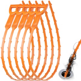 Simple Craft 5 Pack 20-Inch Plumbing Snake Drain Clog Remover - Long Flexible Toilet Snake Wire With Barbed Edges - Sink Drain Cleaner & Sink Snake For Shower Drain, Tubs, Pipes, & Toilets (Orange)