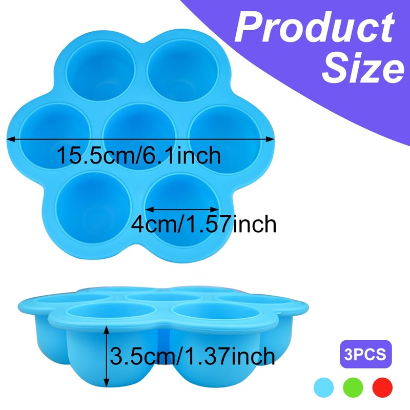 3 Pack Silicone Egg Bite Mold for Air Fryer Silicone