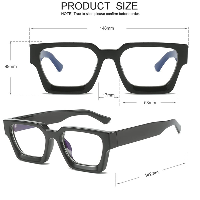JOVAKIT Fashion Square Blue Light Glasses for Men Women Simple