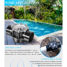 Replacement for Jandy 7305 Check Valve 180 Degree 2 Inch to 2.5 Inch Check Valve Compatible with Straight Through Flow Fit for Pools and Spas