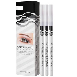 3PCS White Eyeliner Pencil,Soft Highlighter Gel Eyeliner Pencil,Waterproof Eyebrow Hair Bar/ber Pen/cil,Professional Eye Bighten Eyeshadow Waterproof,Long-Lasting Eye Highlighter Makeup Penc/il