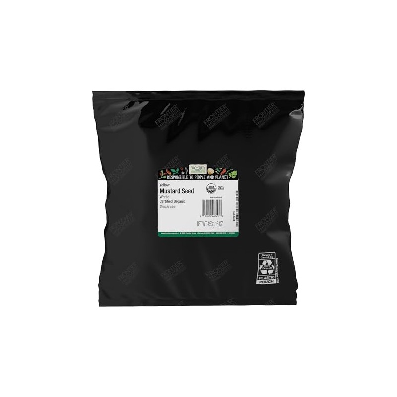 FRONTIER Organic Bulk Whole Yellow Mustard Seeds, 453 GR