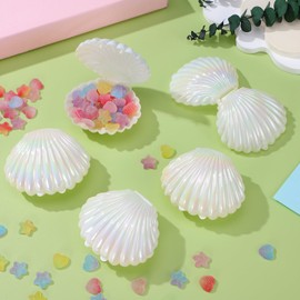 Homoyoyo 10pcs Shells Candy Box Plastic Sea Shell Chocolate Box Party Favor for Jewelry Wedding Birthday Shower Decorations White 9.10X7.70X4.50CM