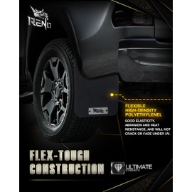 RENO Ram Mud Flaps, Driver & Passenger Sides Splash Guards Heavy Duty Vehicle Sediment Protection Compatible with 2019+ Ram 1500 2500 3500 SRW Truck Model (Front + Rear, 4pcs)