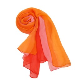 Unique Bargains Long Chiffon Light Scarf Silky Gradient Color Party Shawl Spring Summer Beach Wrap 63x19.6 inch Red Orange