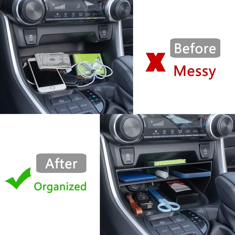 JDMCAR Bigger Slots Center Console Organizer Compatible with Toyota RAV4