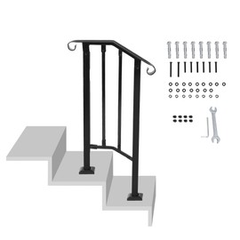 KUAFU Step Handrail Fit for 1-2 Steps Flexible Porch Railing for Outdoor Steps Steel Stair Railing for Garden, Yard or Porch