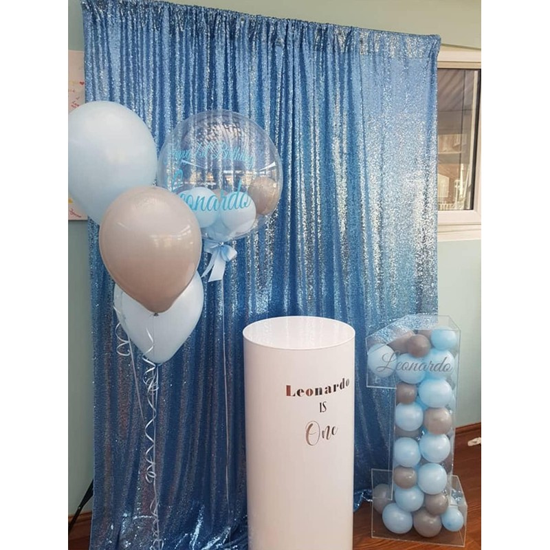 Baby Blue Sequin Backdrop Curtain 8ft x 8ft Sequin Glitter