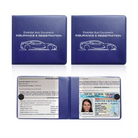 Ziciner Car Registration Insurance Holder, 2Pack Essential Auto Card Document Glove Box Organizer with Velcro Closure, Vehicle Interior Accessories Perfect for Most Car, Truck, SUV (Blue/Small Car)