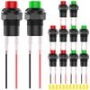 MKBKLLJY Pack of 12 Red/Green Mini Self-Locking On/Off Switch AC